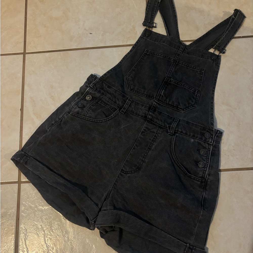 We The Free - Ziggy Washed Black Denim Short Overalls